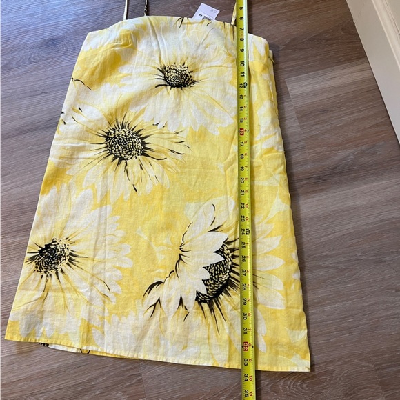 H&M Yellow Floral Linen Blend Mini Dress Size Small sunflower - Picture 6 of 7